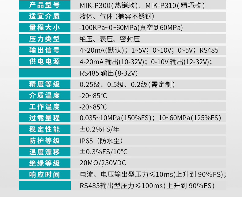 米科MIK-P310產(chǎn)品參數(shù)